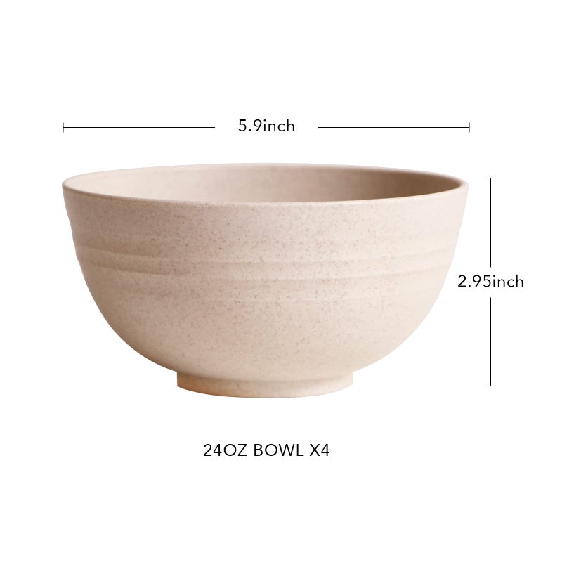 greenandlife Lightweight & Unbreakable Wheat Straw Bowl - Noodle Fruit Soup Bowl Rice Bowls Dishwasher Microwave Safe Cereal Bowl sets 4pcs - Image 2
